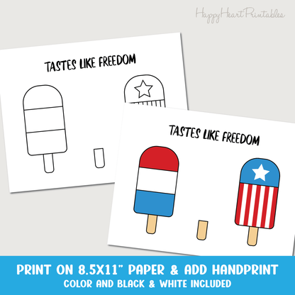 Fourth of July Handprint Printable Craft Template - Taste Like Freedom - Handprint Popsicle Craft