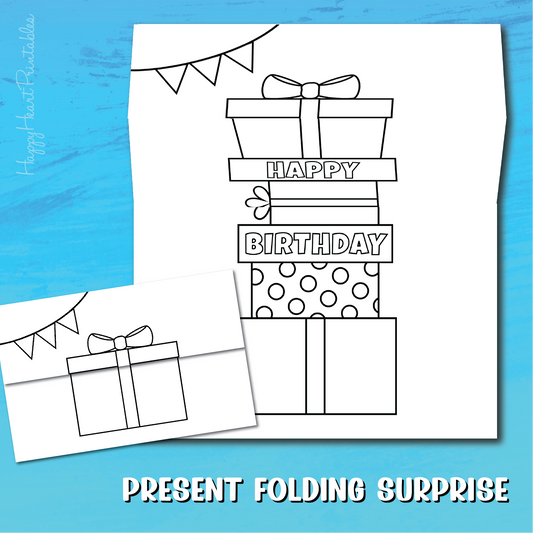Folding Surprise Birthday Present Card