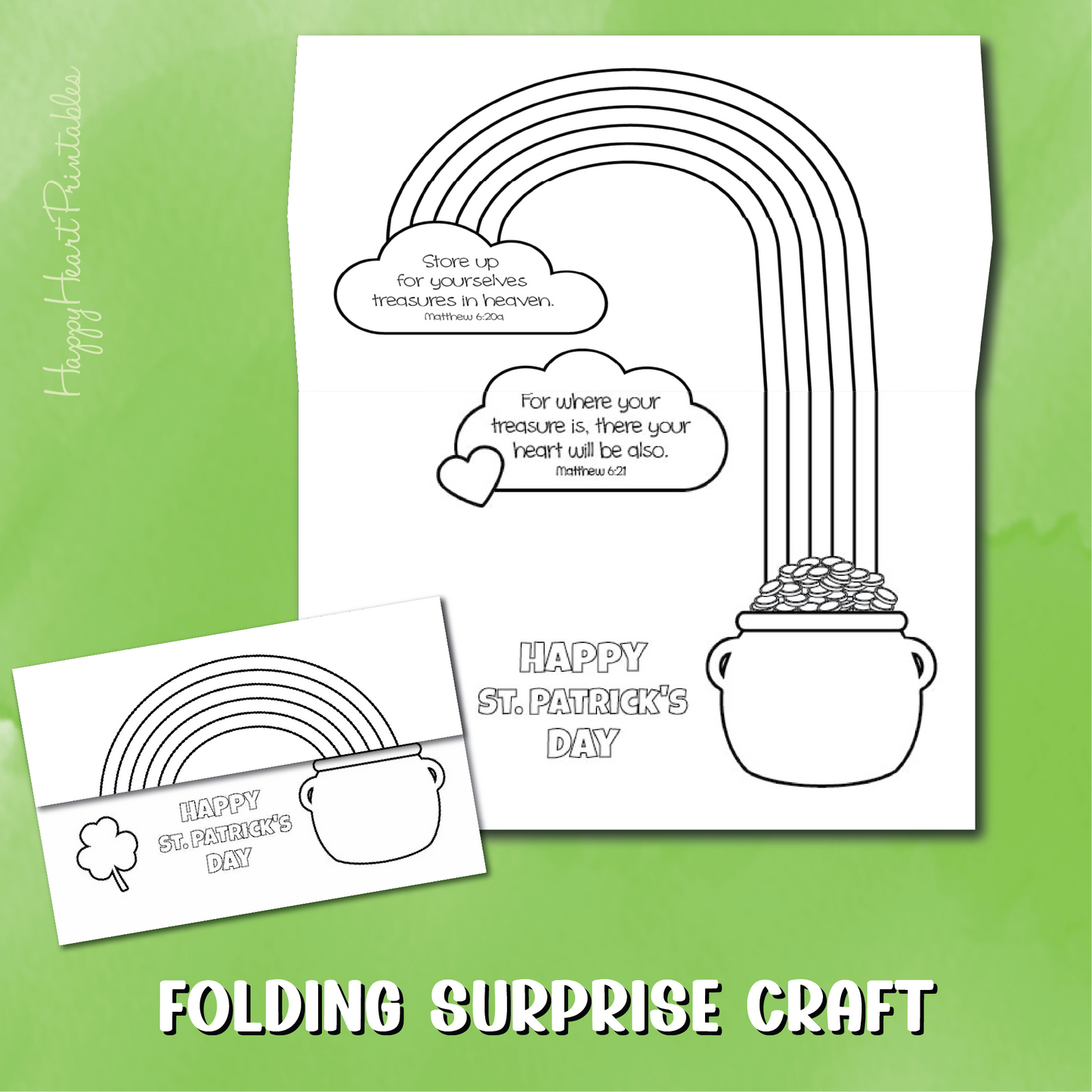 St. Patrick's Folding Surprise Craft with Bible Verse