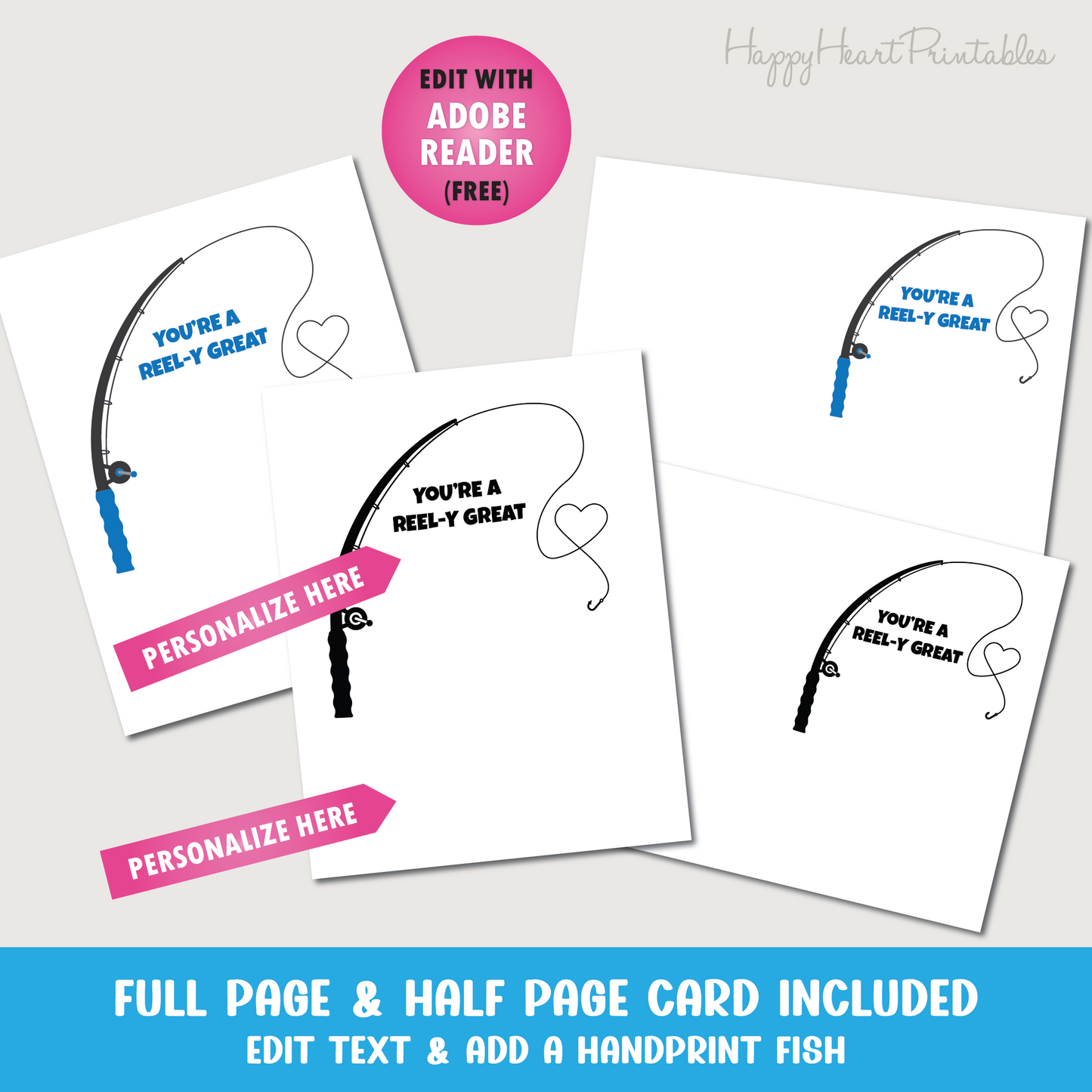 Hooked on Daddy - Father's Day Printable Handprint Card