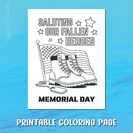 Memorial Day Coloring Page - Salute Our Fallen Heroes