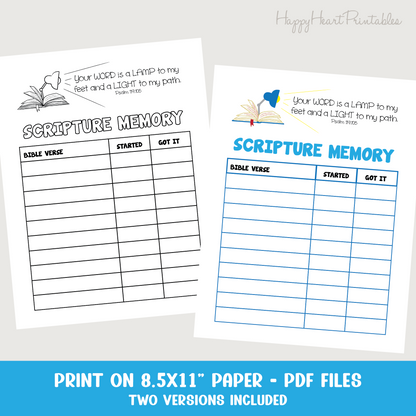 Printable Scripture Memory Chart