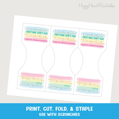 Scrunchie Birthday Favor Tag