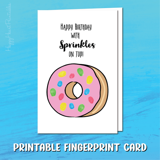 Fingerprint Donut Birthday Day Card Printable