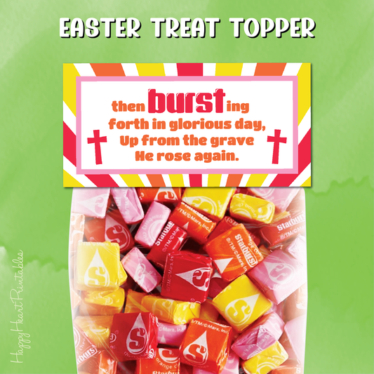 Christian Easter Treat Bag Topper for Starbursts