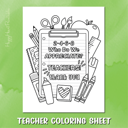 Teacher Appreciation Coloring Sheet