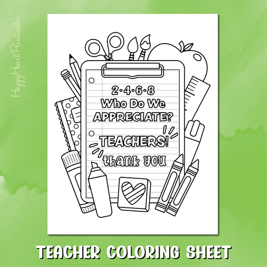 Teacher Appreciation Coloring Sheet