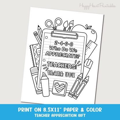 Teacher Appreciation Coloring Sheet