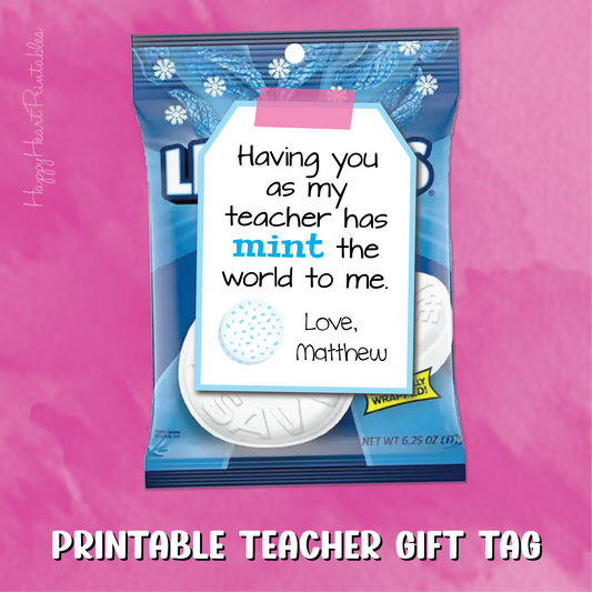 Mint Gift Tag - Printable Teacher Appreciation Tag