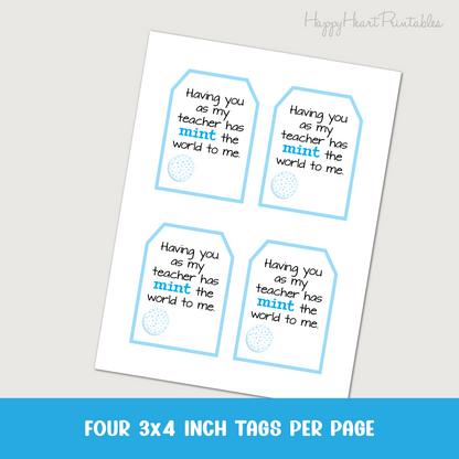 Mint Gift Tag - Printable Teacher Appreciation Tag