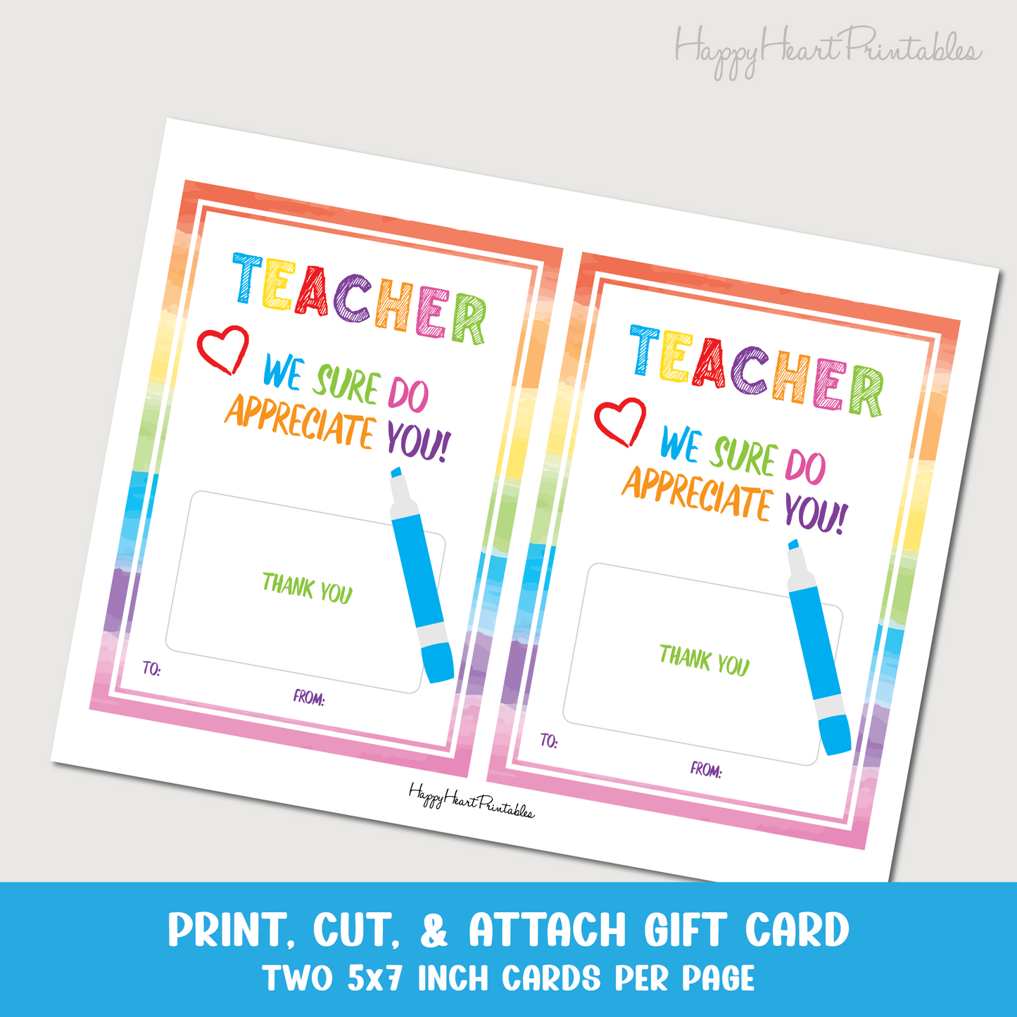 Teacher Appreciation Gift Card Holder - PRINTABLE