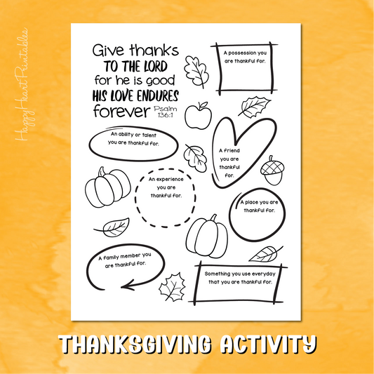 Thanksgiving Printable Activity - Psalm 136:1