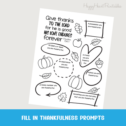 Thanksgiving Printable Activity - Psalm 136:1