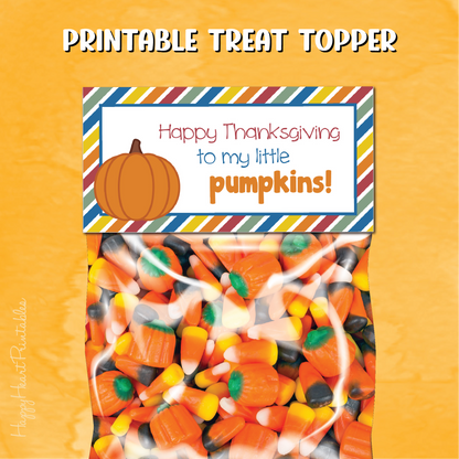 Thanksgiving Pumpkin Treat Bag Topper