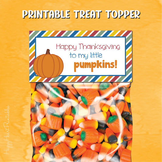 Thanksgiving Pumpkin Treat Bag Topper
