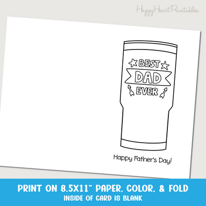 Tumbler Father's Day Printable Coloring Card