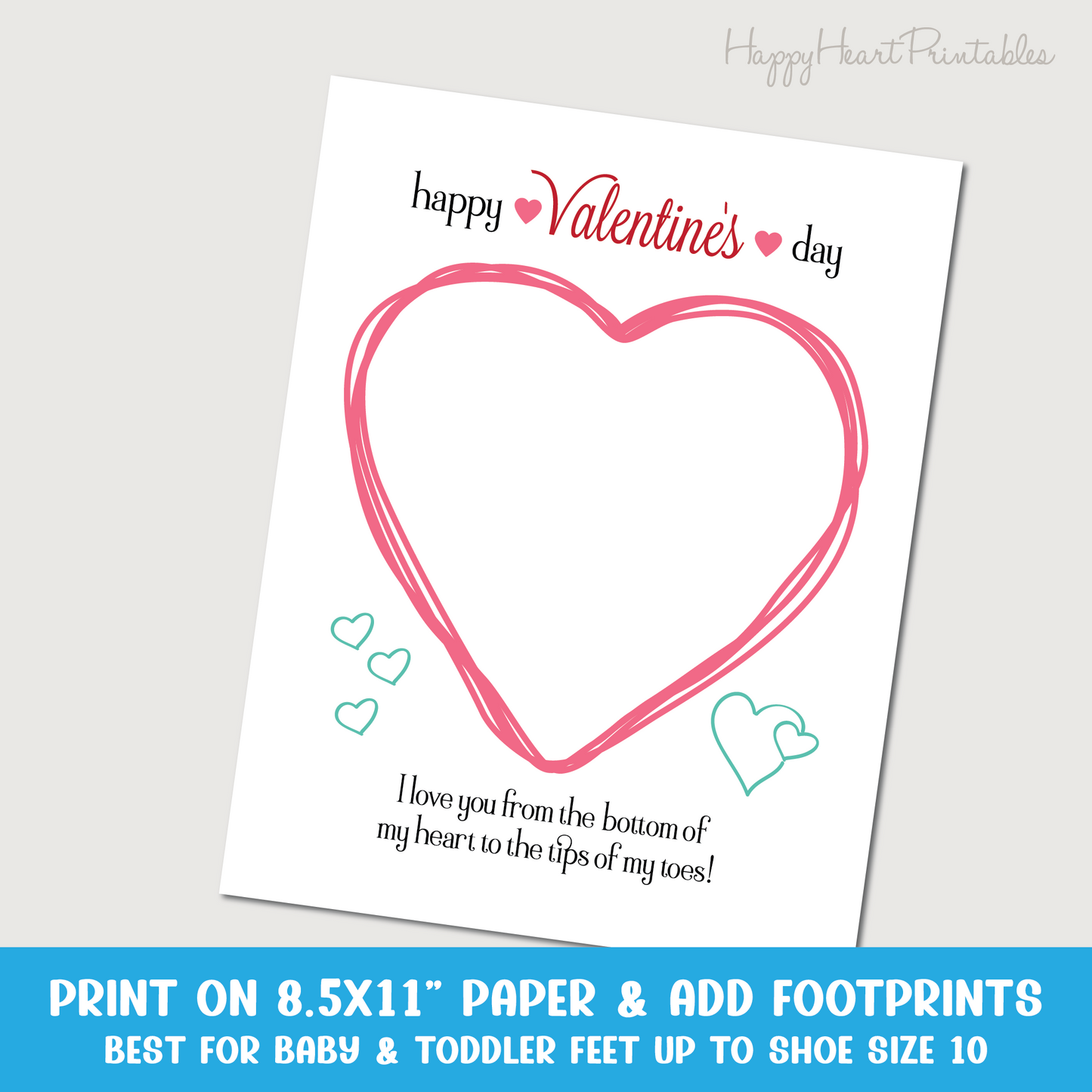 Valentines Footprint Printable Template