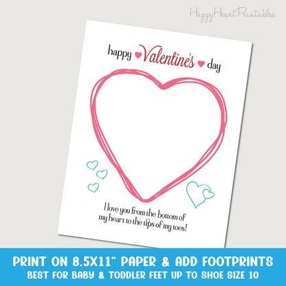 Valentines Footprint Printable Template