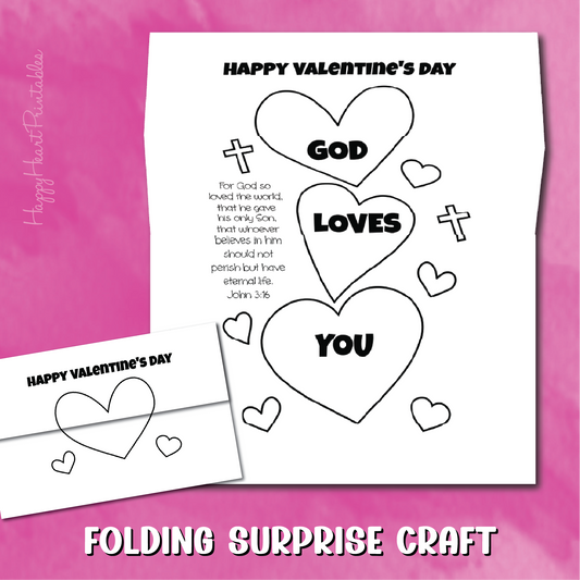Valentine's Day Folding Surprise Craft or Card - God Loves you
