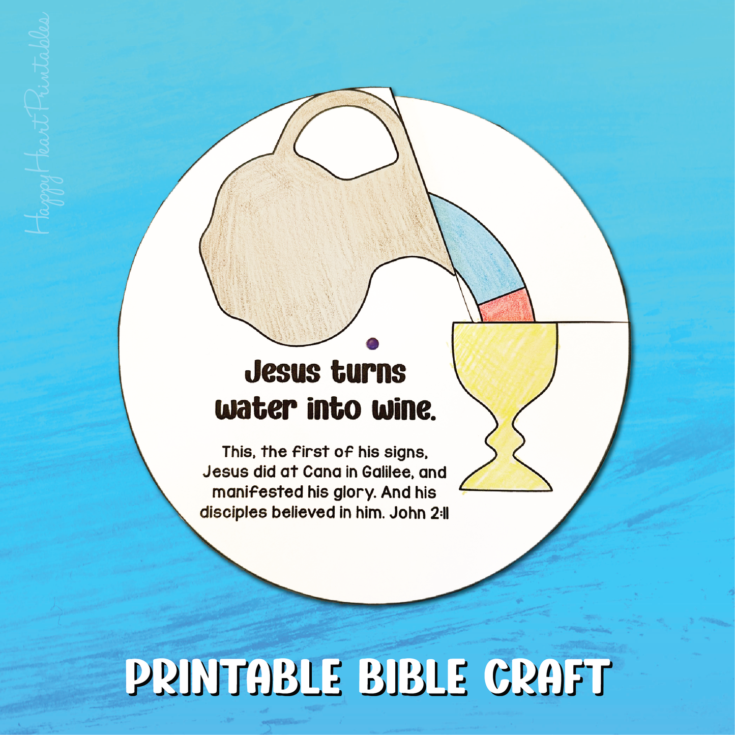 Jesus Turns Water to Wine Printable Craft