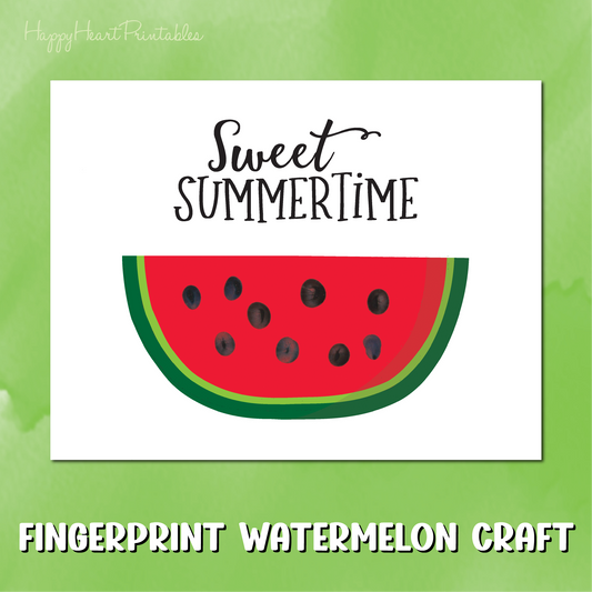 Fingerprint Watermelon Art - Watermelon Finger Print Printable Template - Fingerprint Summer Art