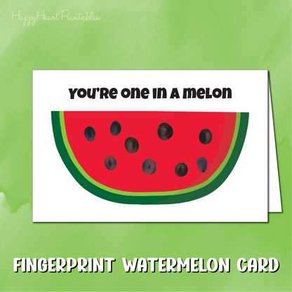 Watermelon Fingerprint Card - Fingerprint Watermelon Craft - Printable Fingerprint Card