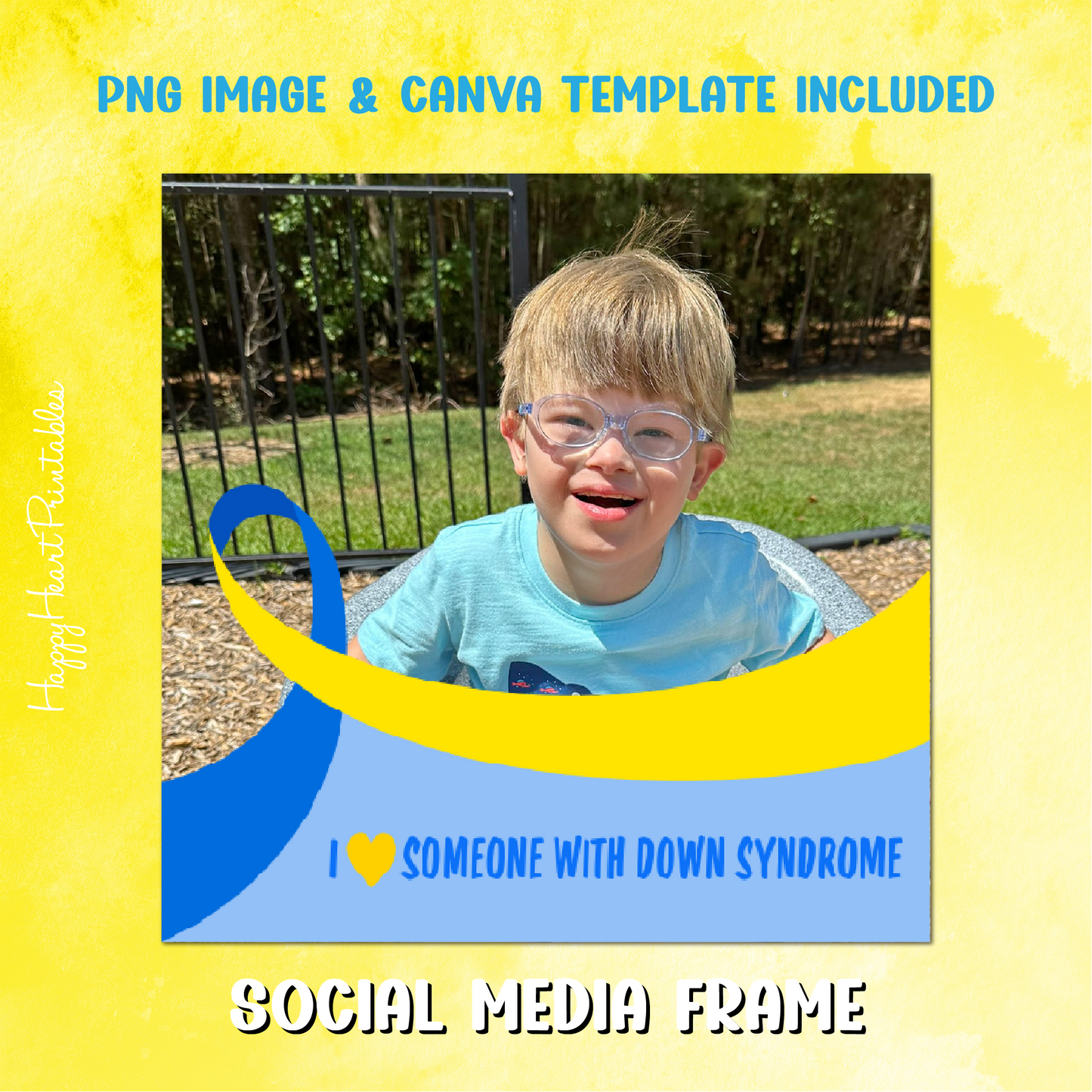 World Down Syndrome Day Social Media Photo Frame - PNG & Canva Template