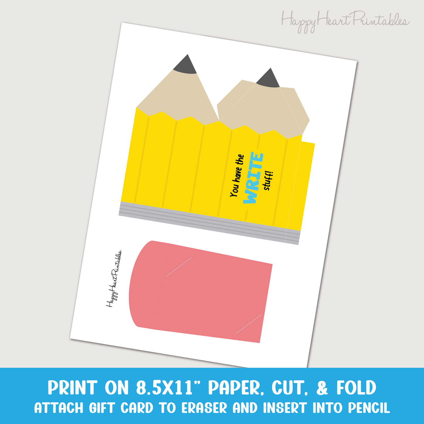 Printable Pencil Gift Card Holder for Teacher